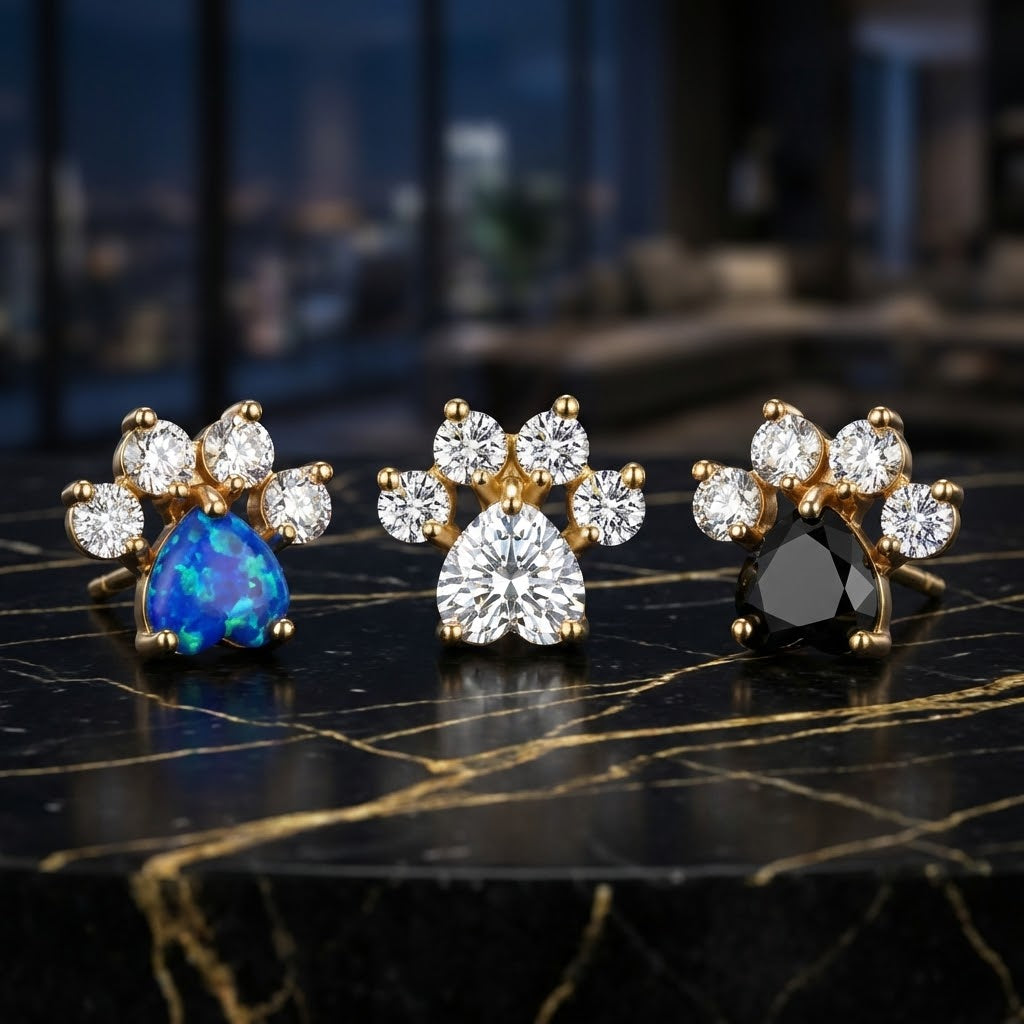Pendientes Cat Essence 18K y Gemas de Colección