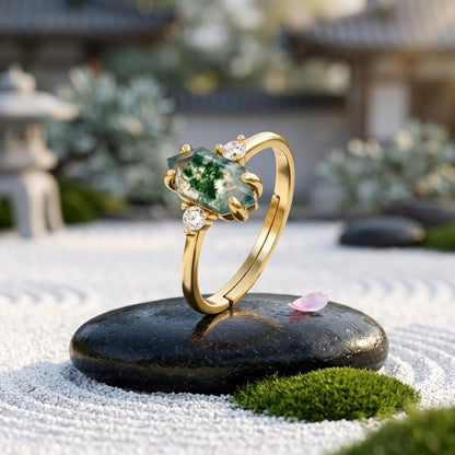 Anillo Aqua Flora Agate Verdant