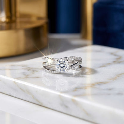 Anillo Starlight Pavé Moissanita y Plata de Ley S925