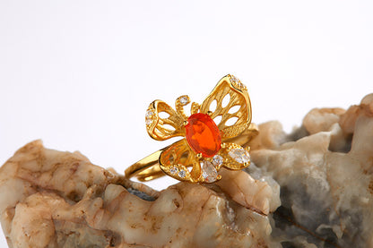 Anillo Butterfly Opal Plata de Ley S925 y Ópalo Natural