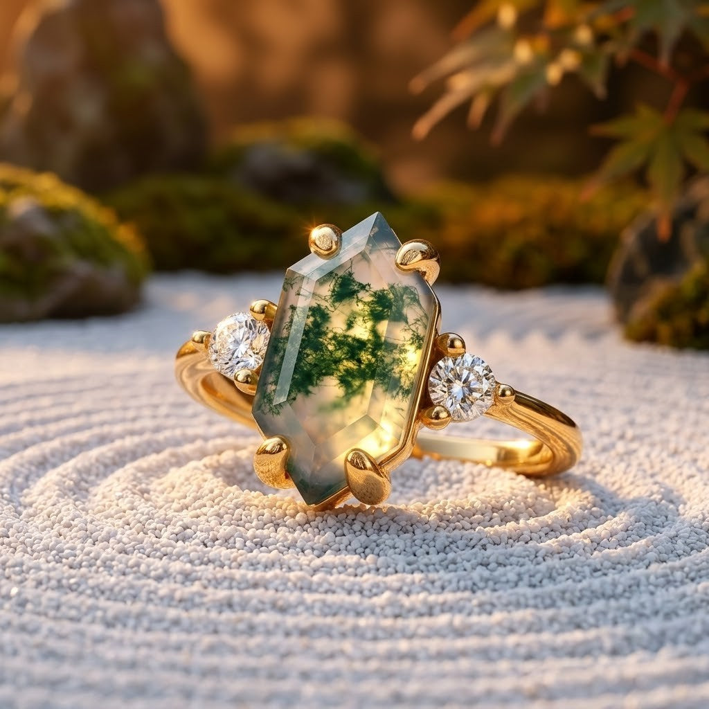 Anillo Aqua Flora Agate Verdant