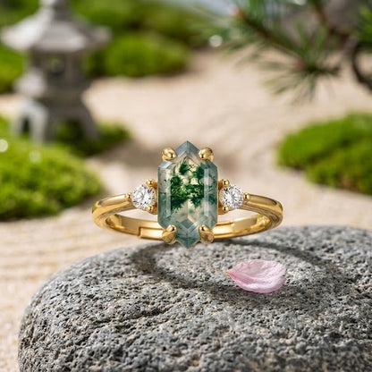 Anillo Aqua Flora Agate Verdant