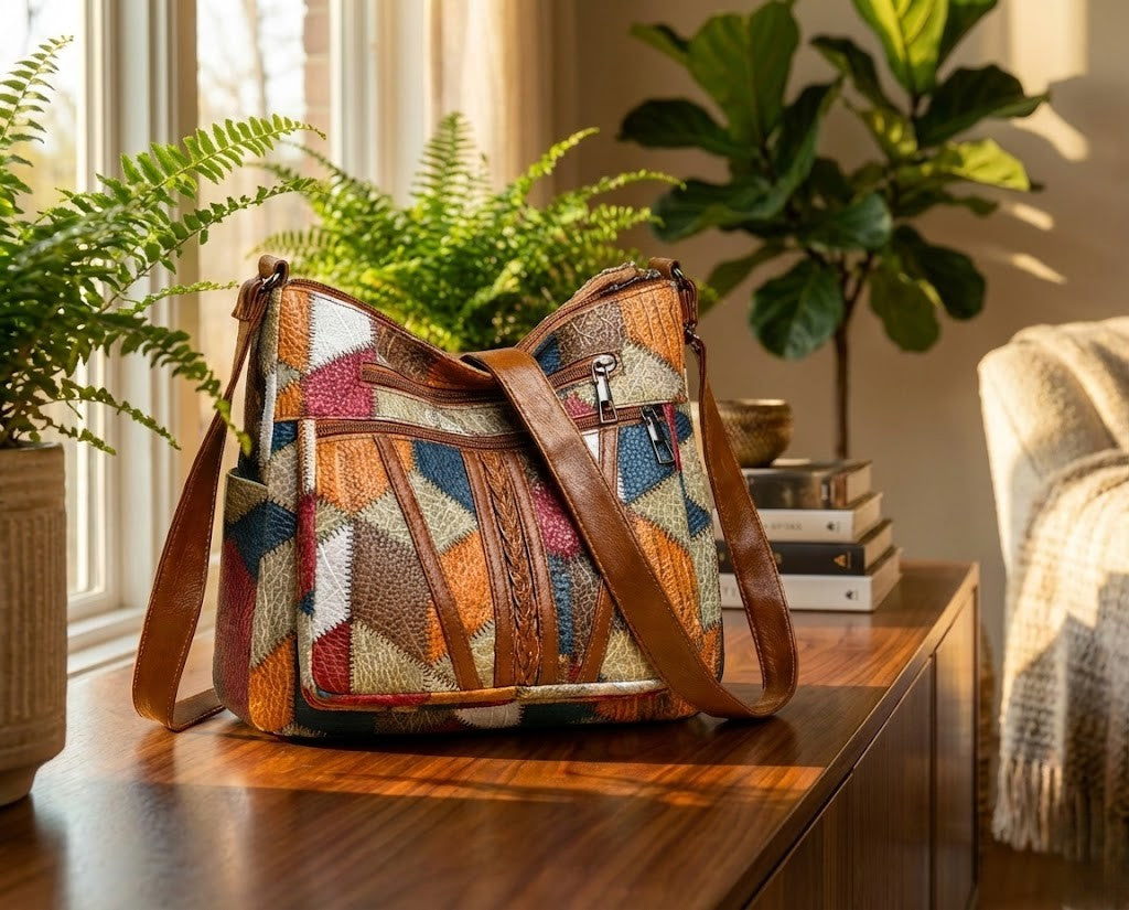 Bolso Color Glamour para Mujer con Diseño Retro y Espacio Inteligente