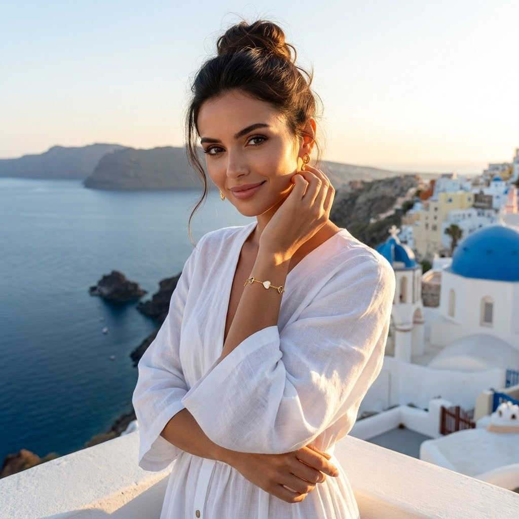 Pulsera Hearts Duo 18K Santorini Edition