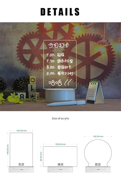 Tablero de Notas LED de Acrílico con Luz