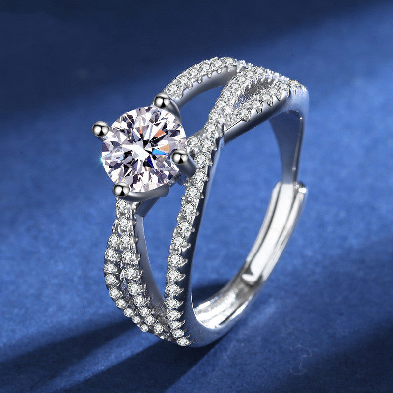 Anillo Starlight Pavé Moissanita y Plata de Ley S925