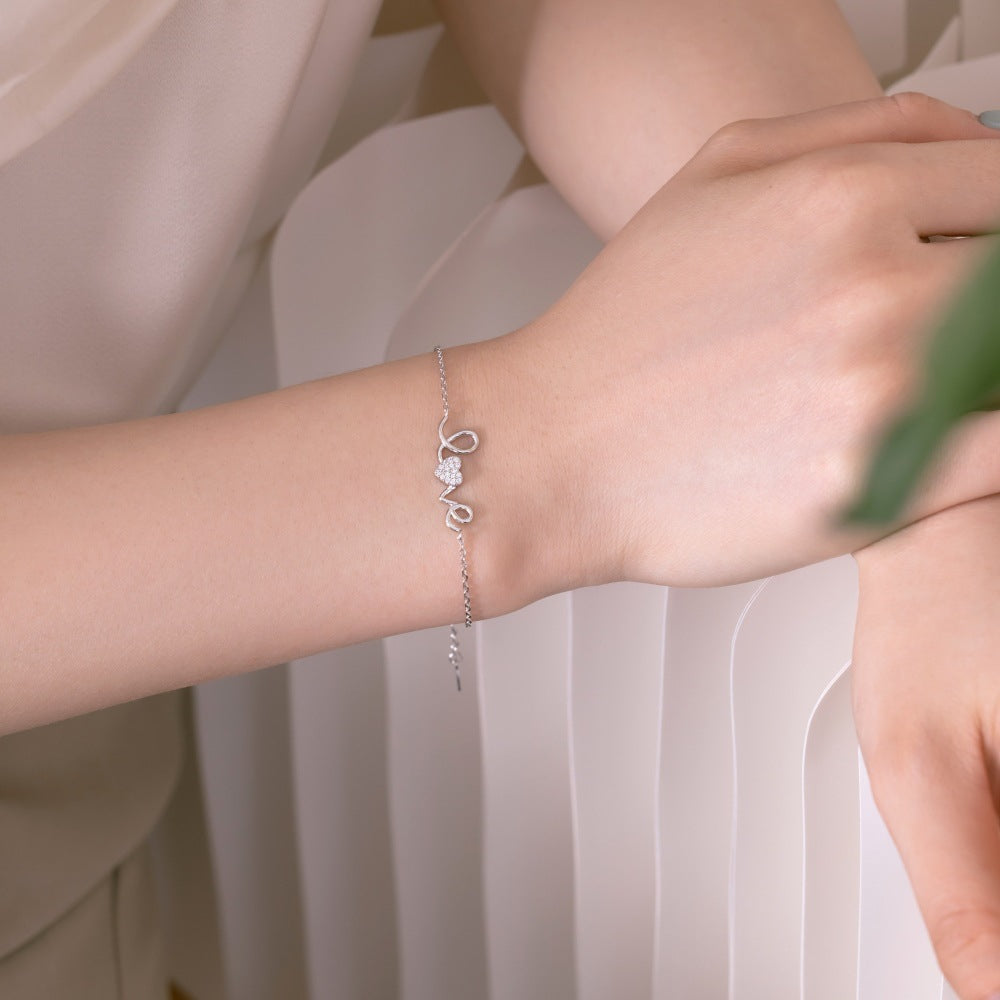 Pulsera de Amor Chapada en Oro de 18K con Circonita