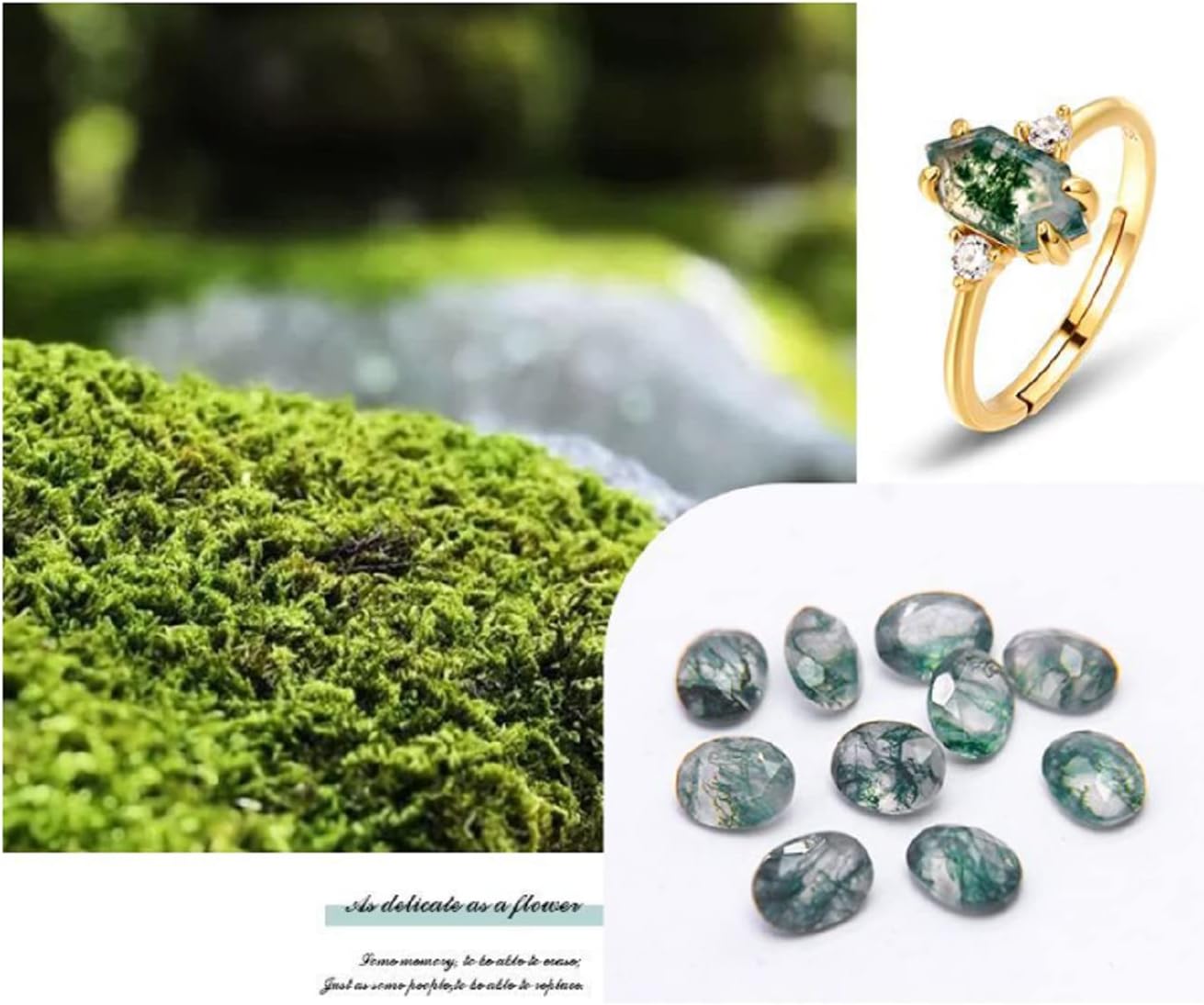 Anillo Aqua Flora Agate