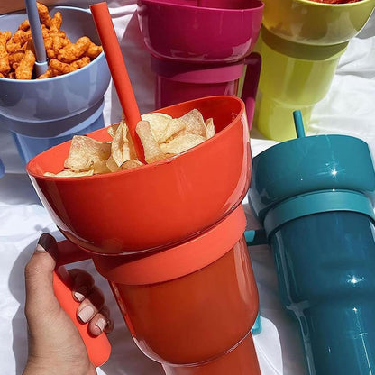 Vaso para Aperitivos  2 en 1 con Compartimento para Snacks y Bebida