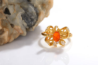 Anillo Butterfly Opal Plata de Ley S925 y Ópalo Natural