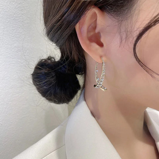 Pendientes de Cristal Curvados y Cruzados de Moda