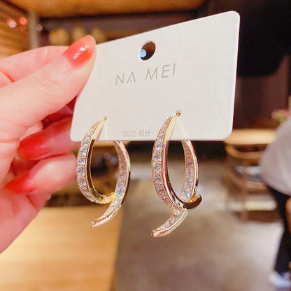 Pendientes de Cristal Curvados y Cruzados de Moda