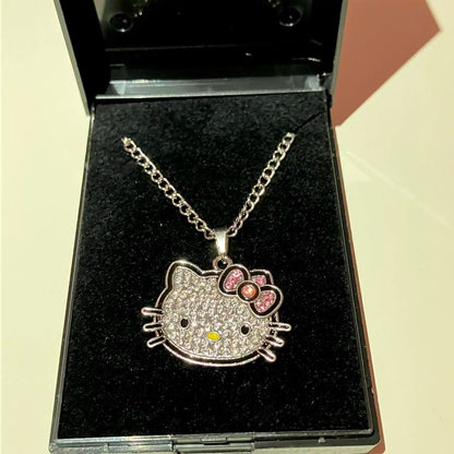 Collar Kitty Kawaii con Lazo Rosa y Diamanté