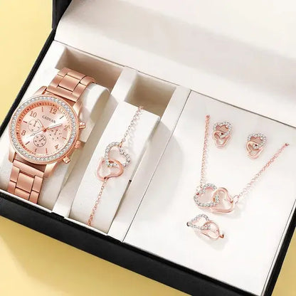 Conjunto de Reloj de Lujo en Oro Rosa