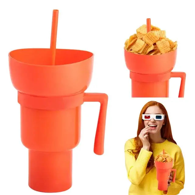 Vaso para Aperitivos  2 en 1 con Compartimento para Snacks y Bebida