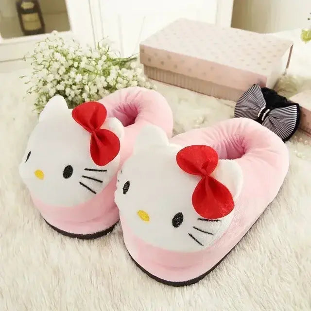 Pantuflas de Algodón Hello Kitty para Invierno Espuma Amorosa Rosa Rojo