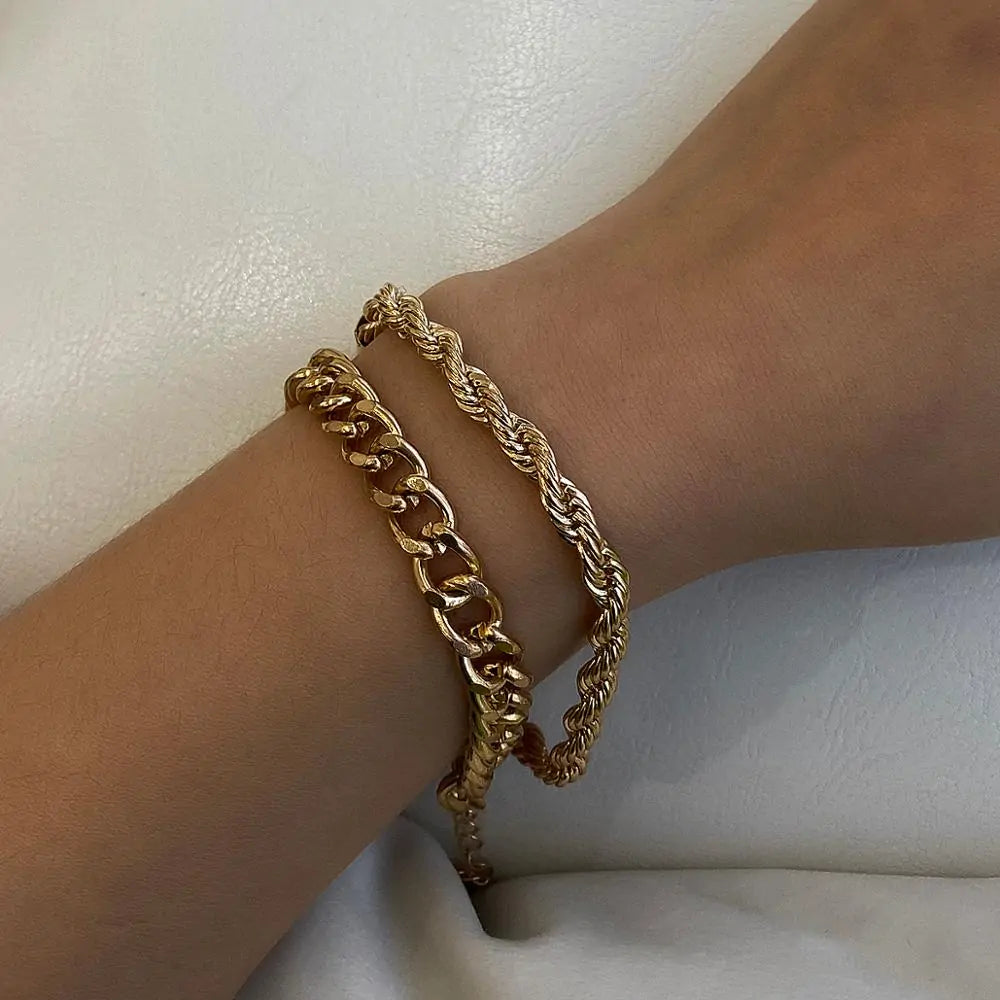 Conjunto de Pulseras de Cadena Serpiente para Mujer