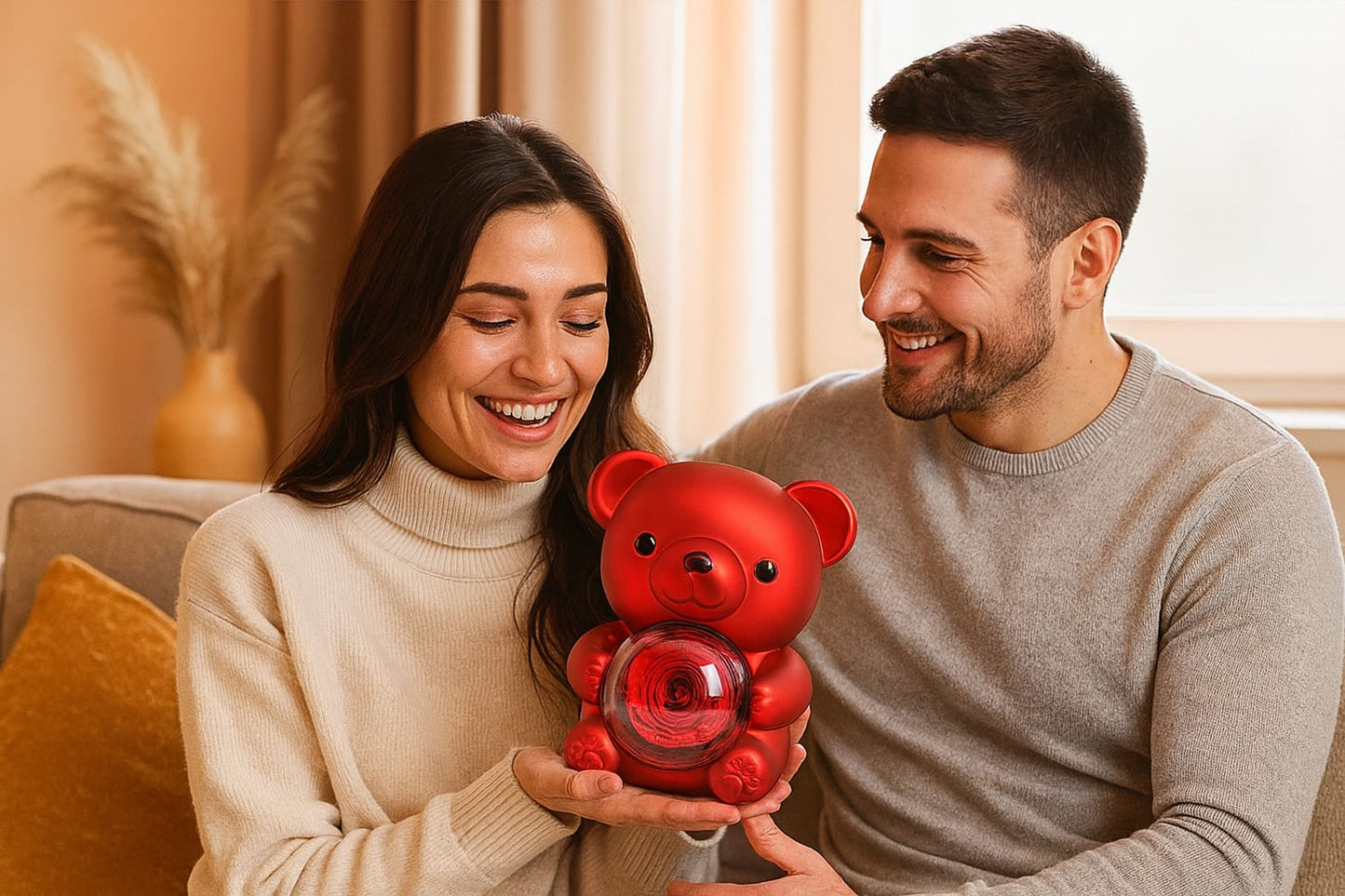 Caja de regalo con forma de oso giratorio y caja de joyería con forma de rosa