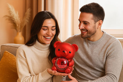 Caja de regalo con forma de oso giratorio y caja de joyería con forma de rosa