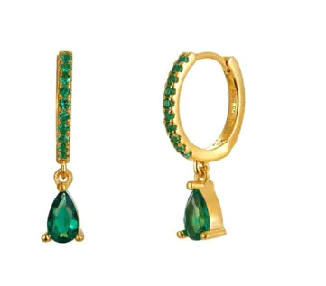 Pendientes de Serpiente Chapados en Oro de 18K con Circonitas de Colores (Par)