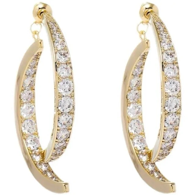 Pendientes de Cristal Curvados y Cruzados de Moda