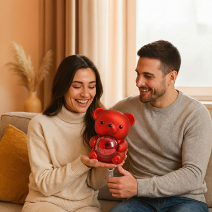 Joyero EternalHeart Oso con Rosa Eterna y Collar Sorpresa