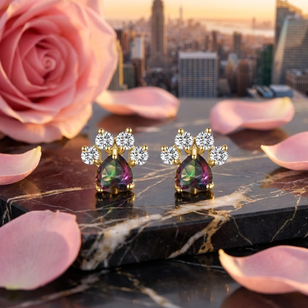 Pendientes Cat Essence 18K y Gemas de Colección