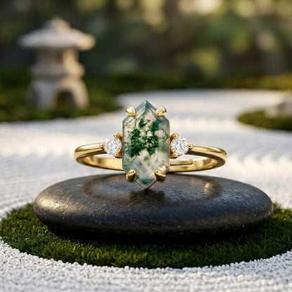 Anillo Aqua Flora Agate Verdant