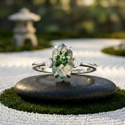 Anillo Aqua Flora Agate Verdant