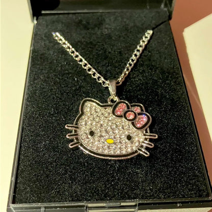 Collar Kitty Kawaii con Lazo Rosa y Diamanté