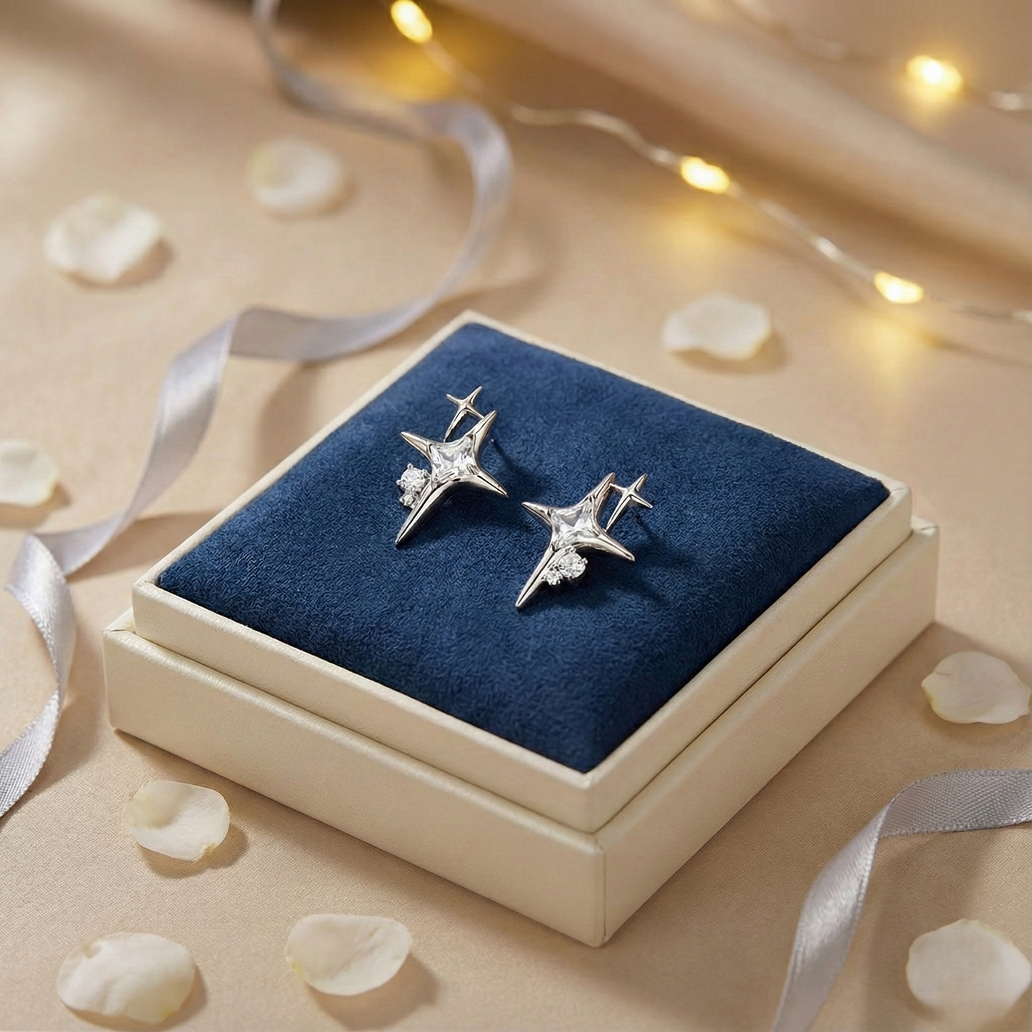 Aretes de Cristal en Forma de Cruz Estrella