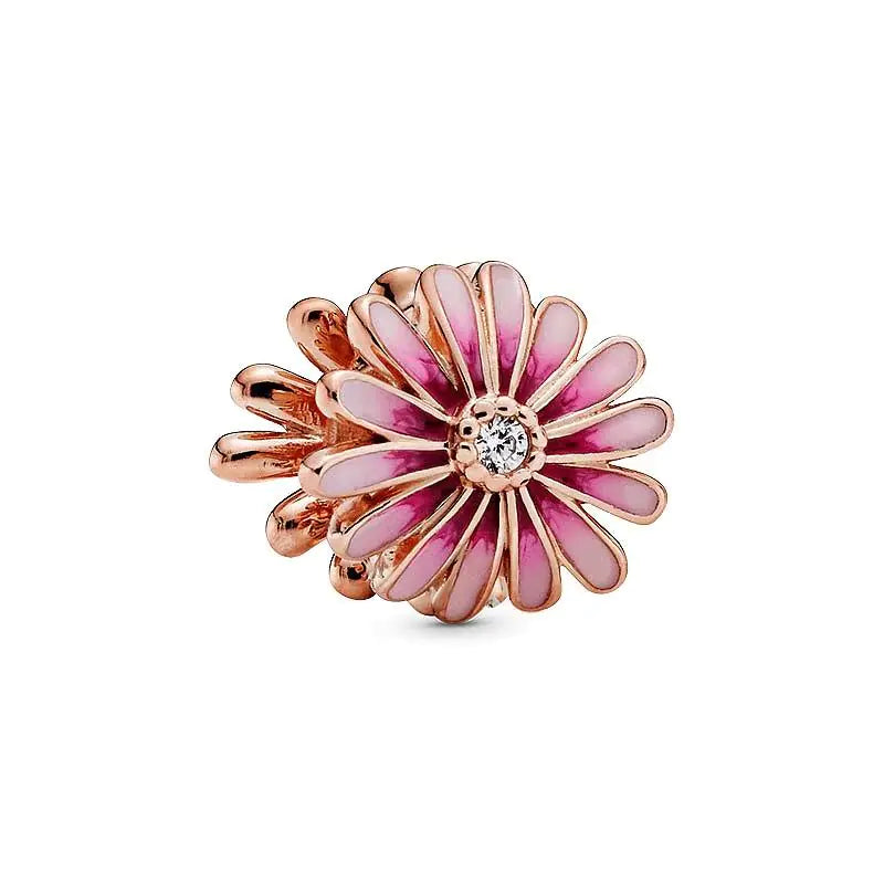 Dijes de Margarita Rosa Dorado para Pulseras de Pandora Originales