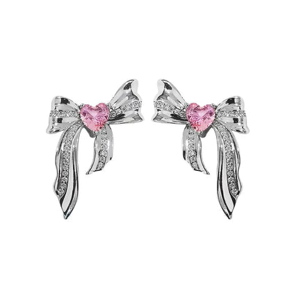 Pendientes de Lazo Metálicos Rosa Dulce