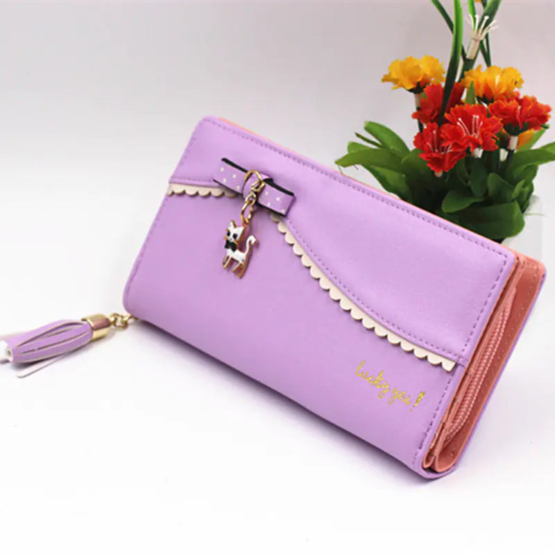 Cartera de Mujer, Diseño de Gato con Encaje en Dibujos Animados