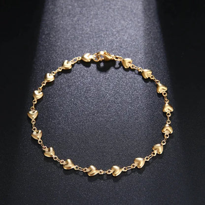 Pulsera Multi Corazones Chapada en Oro de 18K (Una Pieza)