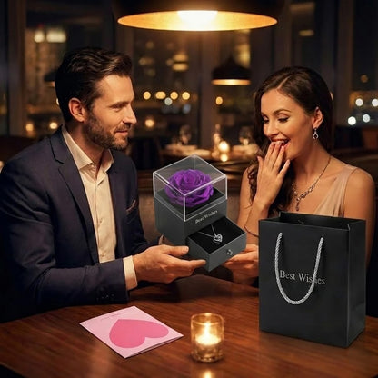 Joyero Rosa Eterna con Collar de Corazón y Caja de Regalo Premium