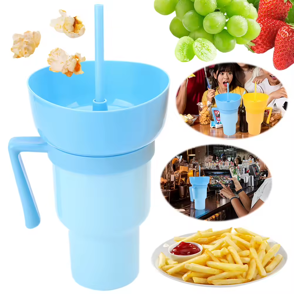 Vaso para Aperitivos  2 en 1 con Compartimento para Snacks y Bebida