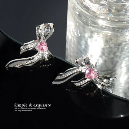 Pendientes de Lazo Metálicos Rosa Dulce