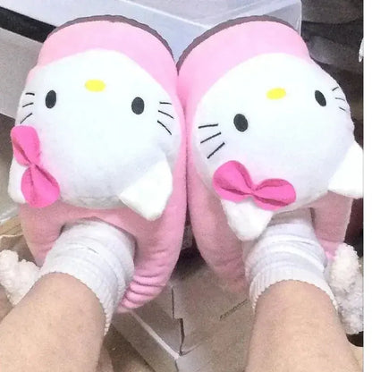 Pantuflas de Algodón Hello Kitty para Invierno Espuma Amorosa Rosa Rojo