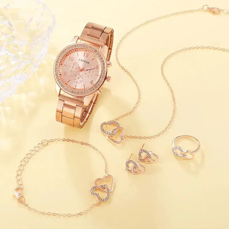 Conjunto de Reloj de Lujo en Oro Rosa