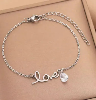 Pulsera de Amor Chapada en Oro de 18K con Circonita (Una Pieza)