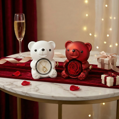Joyero EternalHeart Oso con Rosa Eterna y Collar Sorpresa