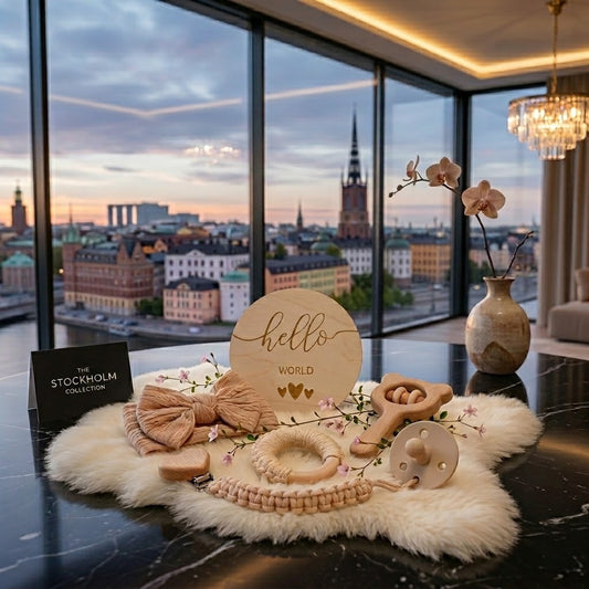 Set Premium Baby Care Design en Madera y Algodón Stockholm Collection