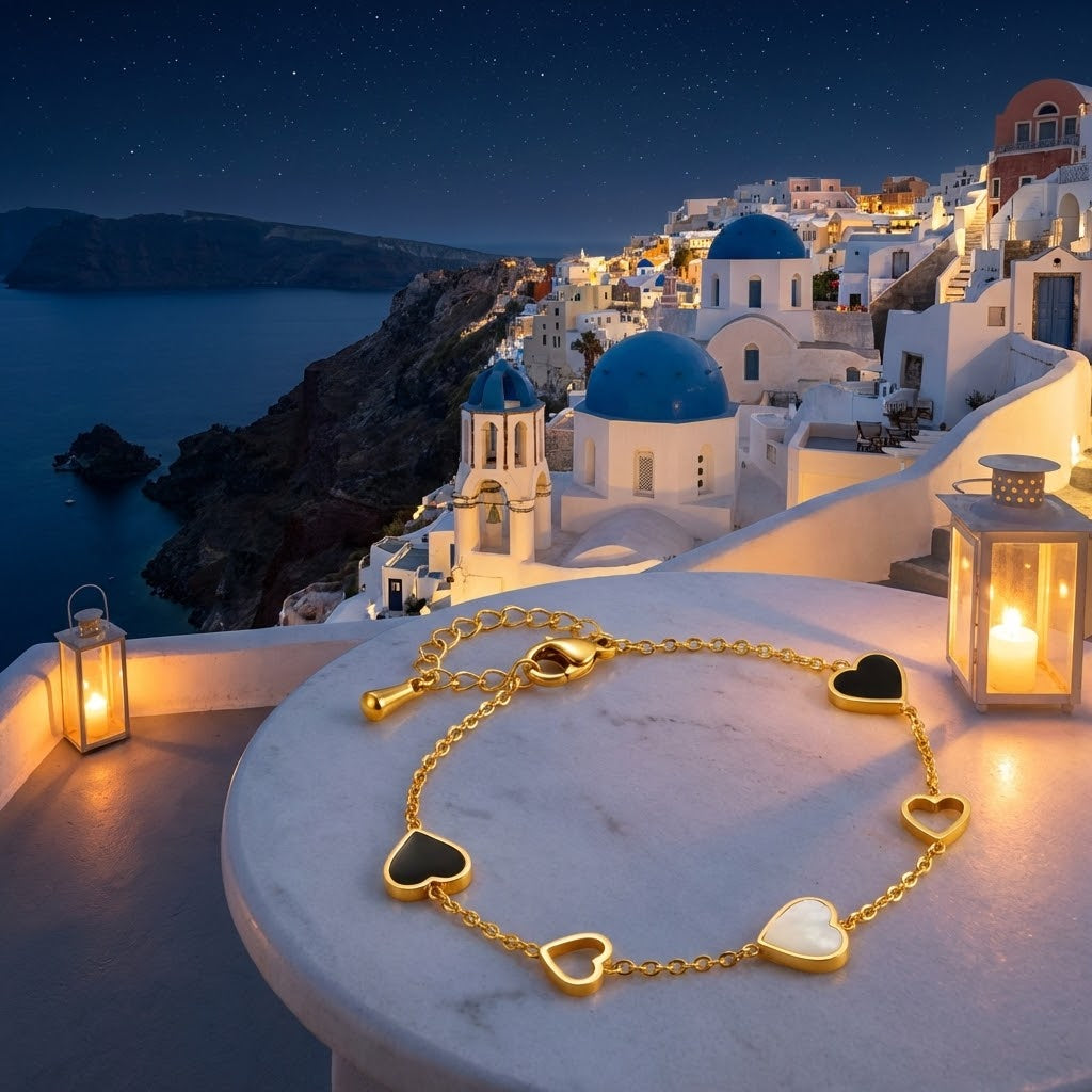 Pulsera Hearts Duo 18K Santorini Edition
