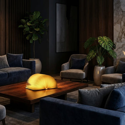 Lámpara Escultórica de Libro Madera Noble Zen