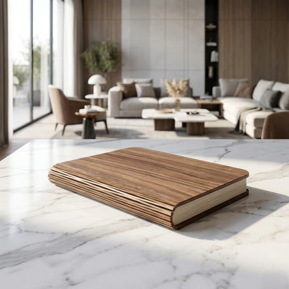 Lámpara Escultórica de Libro Madera Noble Zen