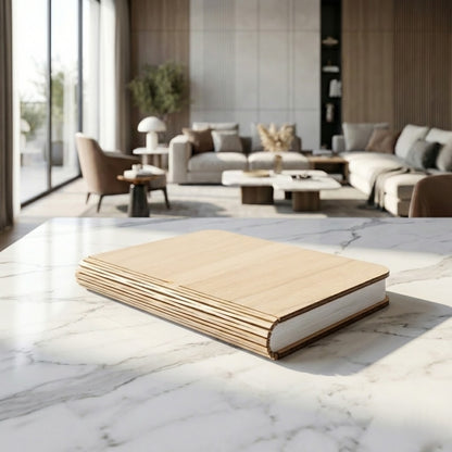 Lámpara Escultórica de Libro Madera Noble Zen