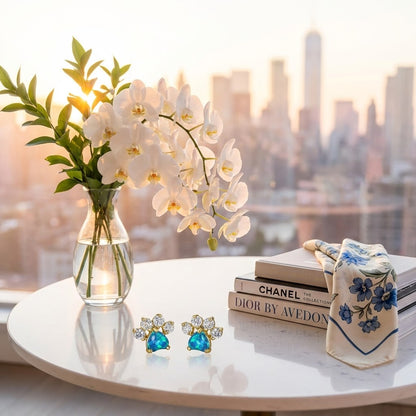 Pendientes Cat Essence 18K y Gemas de Colección