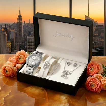 Conjunto Reloj de Lujo Oro Rosa Glamour Infinity