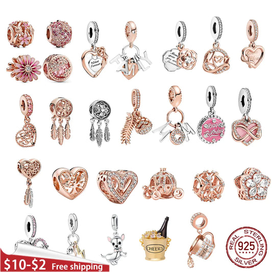 Dijes de Margarita Rosa Dorado para Pulseras de Pandora Originales